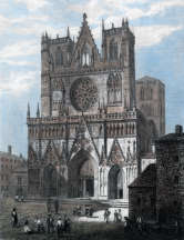 Pour zoom, Cathédrale St Jean de Lyon - Gravure de 1855 reproduite puis restaurée par © Norbert Pousseur